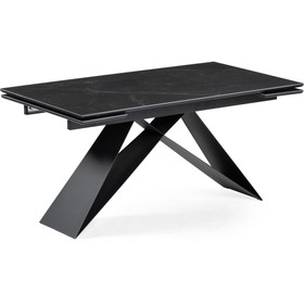 Керамический стол Ноттингем черный мрамор/черный металл, черный 90x160(220)x77 см