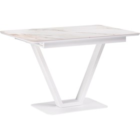 Керамический стол Бугун белый мрамор с прожилками/белый металл, белый 80x120x77 см
