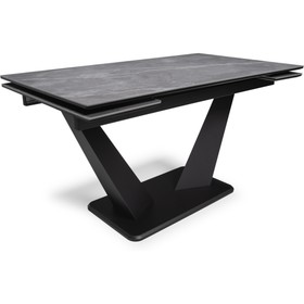 Керамический стол Кели  МДФ, серый мрамор/черный  80x140x76 см