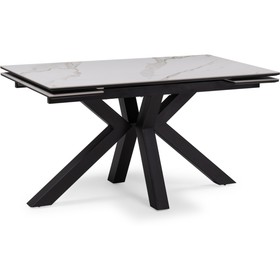Керамический стол Бронхольм белый мрамор/черный металл, черный 80x140x77 см