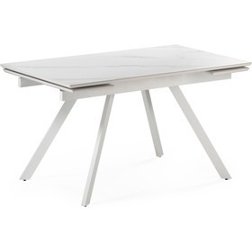 Обеденный стол Габбро белый мрамор/белый металл, белый 80x140x76 см