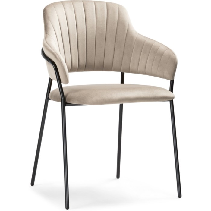 Стул на металлокаркасе «Инклес», 570×560×820 мм, металл/велюр, цвет черный/бежевый - Фото 1