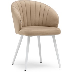 Стул на металлокаркасе Бэнбу velutto 05 металл/велюр, белый/бежевый 54x50x76 см
