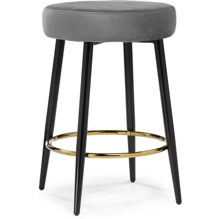 Стул барный Plato металл/велюр, черный/темно-серый 43x43x65 см