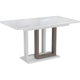 Стол стеклянный Санса МДФ/пленка/металл, белый/серый 80x140x76 см