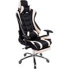 Кресло игровое Kano 1 металл/ткань/экокожа, хром/черный/кремовый 66x70x129 см - Фото 2
