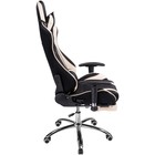 Кресло игровое Kano 1 металл/ткань/экокожа, хром/черный/кремовый 66x70x129 см - Фото 4