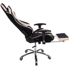 Кресло игровое Kano 1 металл/ткань/экокожа, хром/черный/кремовый 66x70x129 см - Фото 6