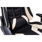 Кресло игровое Kano 1 металл/ткань/экокожа, хром/черный/кремовый 66x70x129 см - Фото 9
