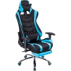 Кресло игровое Kano 1 металл/ткань/экокожа, хром/черный/голубой 66x70x129 см - Фото 2