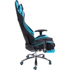 Кресло игровое Kano 1 металл/ткань/экокожа, хром/черный/голубой 66x70x129 см - Фото 4