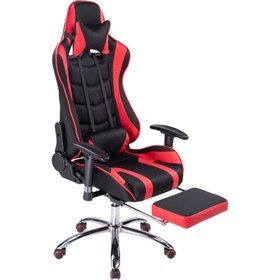 Кресло игровое Kano 1 металл/ткань/экокожа, хром/черный/красный 66x70x129 см