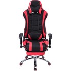 Кресло игровое Kano 1 металл/ткань/экокожа, хром/черный/красный 66x70x129 см 10510889