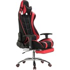 Кресло игровое Kano 1 металл/ткань/экокожа, хром/черный/красный 66x70x129 см 10510889