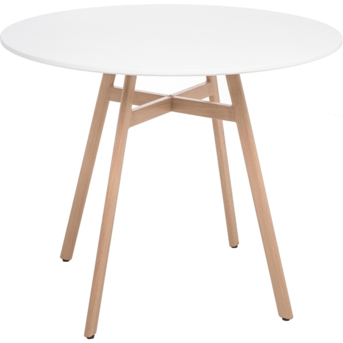 Стол круглый Skandi, 900×900×730 мм, цвет белый/натуральный