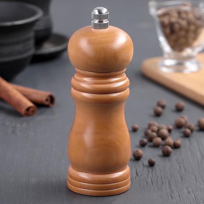 Мельница для специй Доляна, 13.5×4.5 см, металлический механизм, бежевая - Фото 1