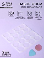 Формы для шоколада, набор 2 шт., силикон, 23×12 см, прозрачные - Фото 1