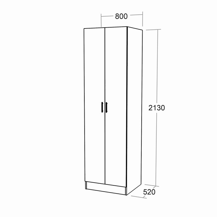 Шкаф распашной 2х дверный 800, Белый, 800х520х2130