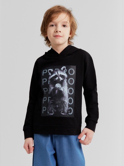 Толстовка детская MINAKU: Exclusive print, чёрная, рост 122 см