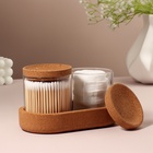 Набор органайзеров для ватных палочек и дисков, 17.5×10×10 см, прозрачный/коричневый - Фото 3