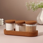 Набор органайзеров для ватных палочек и дисков, 26×11×9.5 см, прозрачный/коричневый - Фото 3