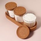 Набор органайзеров для ватных палочек и дисков, 26×11×9.5 см, прозрачный/коричневый - Фото 6