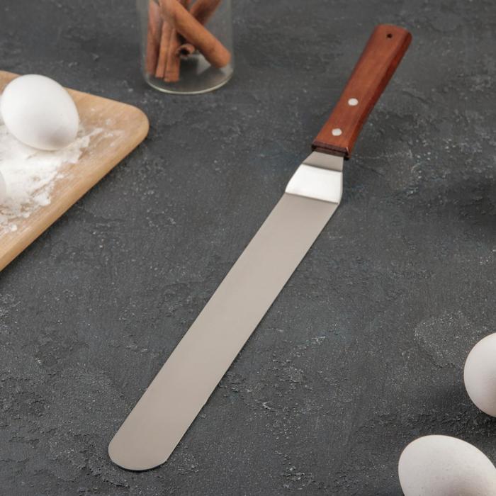 Кондитерская лопатка - палетка, изогнутая, 41 см, рабочая часть 29.5 см, коричневая - Фото 1