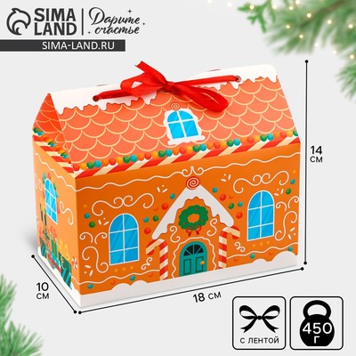 Коробка для сладостей «Пряничный новогодний домик», 10×18×14 см