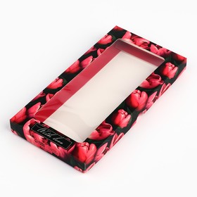 Коробка для шоколада «Тюльпаны», с окном, 9.4 х 1.7 х 18.4 см