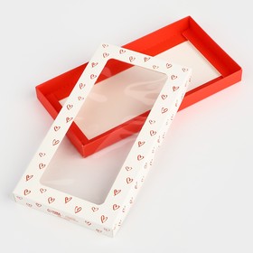 Коробка для шоколада «Сердечки», с окном, 9.4 х 1.7 х 18.4 см (комплект 5 шт)