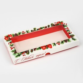 Коробка для шоколада «Новогодняя ботаника», с окном, 9.4 х 1.7 х 18.4 см, Новый год