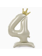 Шар фольгированный 42" «Цифра 4 с короной» на подставке, цвет взбитые сливки - Фото 2