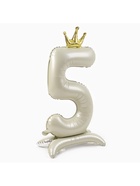 Шар фольгированный 42" «Цифра 5 с короной» на подставке, цвет взбитые сливки - Фото 3