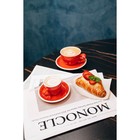 Кофейная пара Magistro Coffee time, чашка 80 мл, блюдце d=12.5 см, фарфор, красная - Фото 8