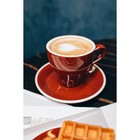 Кофейная пара Magistro Coffee time, чашка 80 мл, блюдце d=12.5 см, фарфор, коричневая - Фото 8