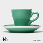 Кофейная пара Magistro Coffee time, 2 предмета: чашка 80 мл, блюдце d=12.5 см, фарфор, бирюзовая - Фото 2