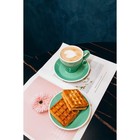 Кофейная пара Magistro Coffee time, 2 предмета: чашка 80 мл, блюдце d=12.5 см, фарфор, бирюзовая - Фото 7