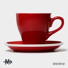 Кофейная пара Magistro Coffee time, 2 предмета: чашка 280 мл, блюдце d=15.5 см, фарфор, красная - Фото 2