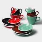 Кофейная пара Magistro Coffee time, 2 предмета: чашка 280 мл, блюдце d=15.5 см, фарфор, красная - Фото 6