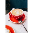 Кофейная пара фарфоровая Magistro Coffee time, 2 предмета: чашка 300 мл, блюдце d=15.5 см, цвет красный - Фото 7