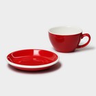 Кофейная пара фарфоровая Magistro Coffee time, 2 предмета: чашка 300 мл, блюдце d=15.5 см, цвет красный - Фото 4