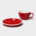 Кофейная пара Magistro Coffee time, чашка 200 мл, блюдце d=14.5 см, фарфор, красная - Фото 4