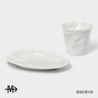 Кофейная пара фарфоровая Magistro «Бланш», 2 предмета: чашка 80 мл, блюдце 13×10.5 см - Фото 2