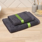 Полотенце махровое Love Life «Самум», 50×90 см, хлопок 100%, тёмно-серое/зелёное - Фото 1