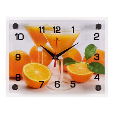 Часы настенные кухонные "Апельсиновый сок", бесшумные, 20 х 25 см, АА