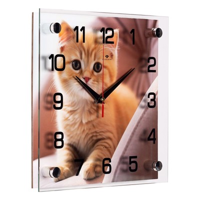 Часы настенные интерьерные «Рыжий котёнок», бесшумные, 25×25 см, АА