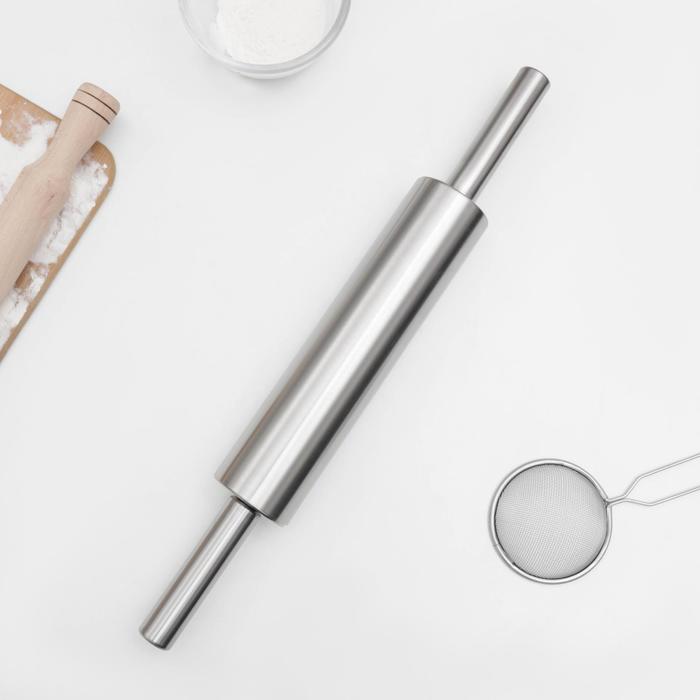 Скалка «Самый смак», металл, 47 см, рабочая часть 25 см - Фото 1