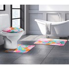 Набор ковриков для ванной и туалета "Цветы" 3 шт - Фото 2