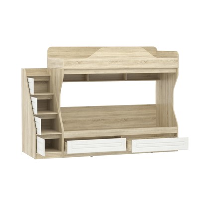 Кровать Оливия двухъярусная, 800х1900 Белое дерево, Дуб Сонома