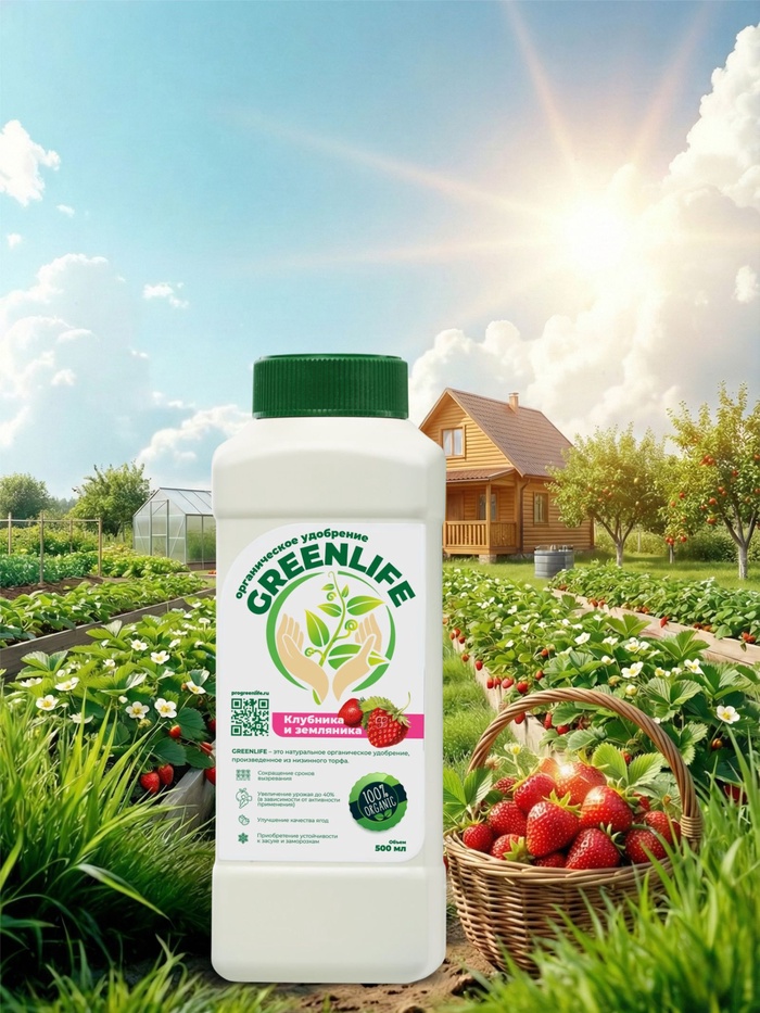 Органическое удобрение для клубники и земляники Greenlife, 500 мл - Фото 1
